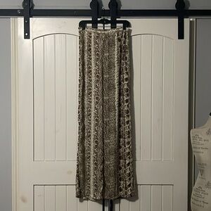 Brown snake print wide legged trouser